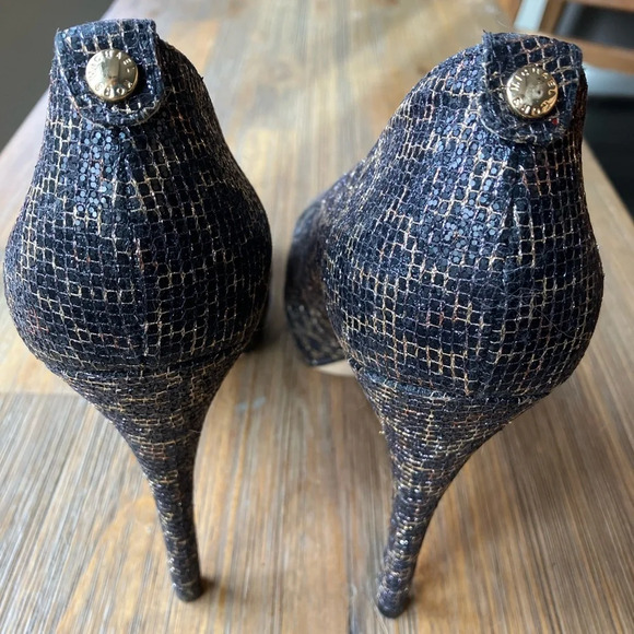 Michael Kors size 9 brown and metallic gold platform peep toe heel EUC - Picture 3 of 8